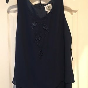 Navy Blue Dress and Sheer Jacket